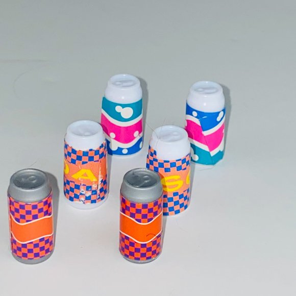 Barbie Lot of 6 Pretend Play Toy Cans of Soda Pop Kids Playset Toys - Picture 7 of 8